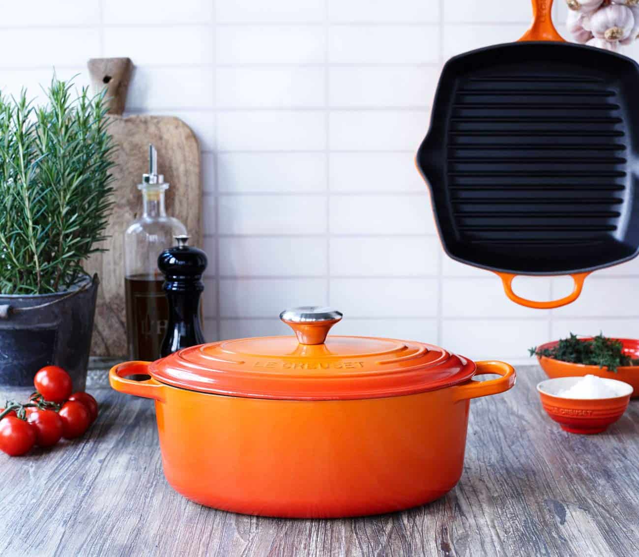 Cocotte Le Creuset 1,9L Fonte émaillée Marron Avec Couvercle Verre - Excellent état